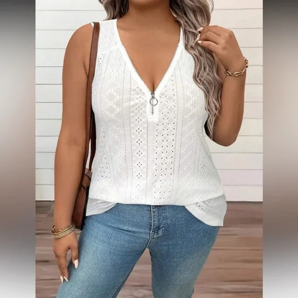 Pink Sleeveless Top with Zipper Detail